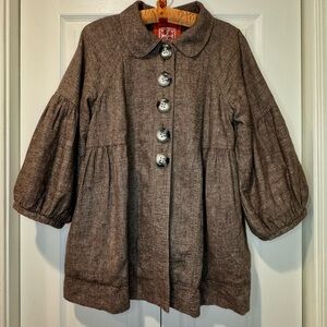 Free People Chambray Button Swing Jacket Coat Pockets – Size Small – EUC